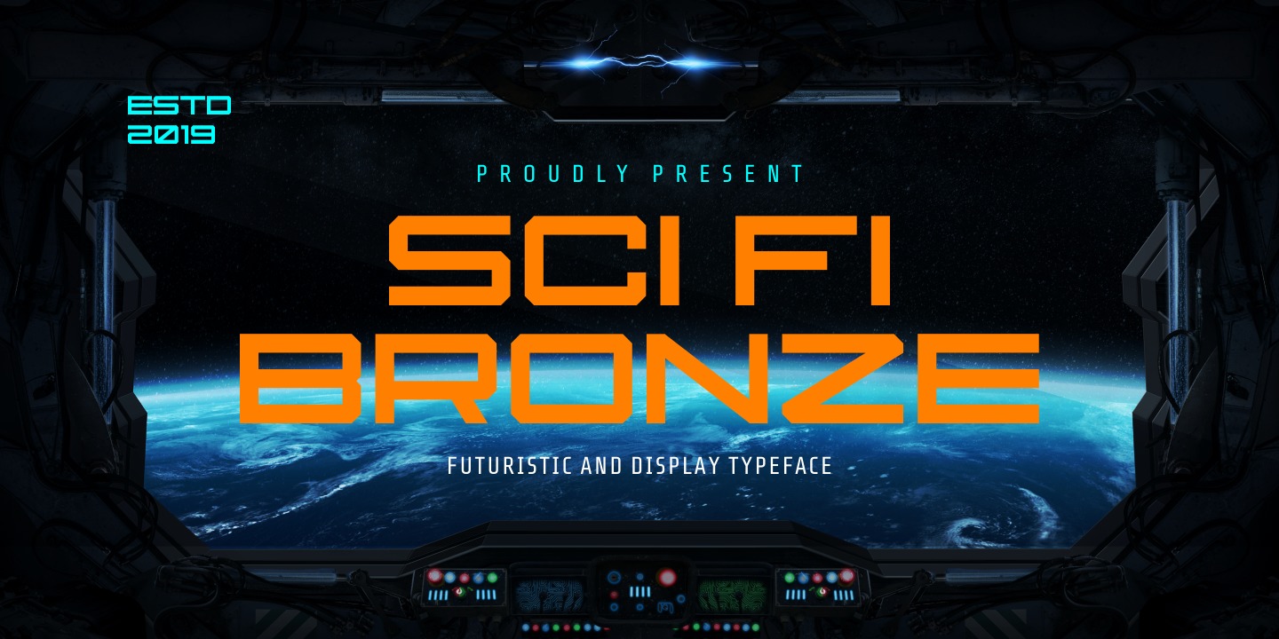 Beispiel einer Sci Fi Bronze Regular-Schriftart